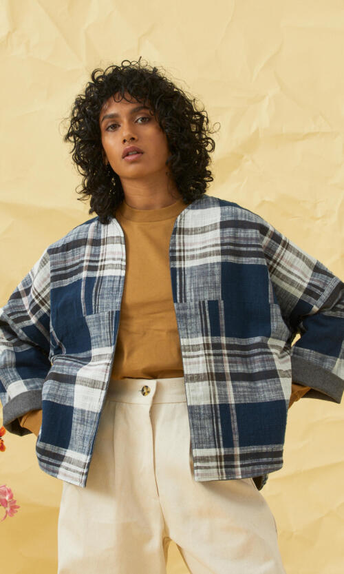 ms hall jacket - dusty spring gingham